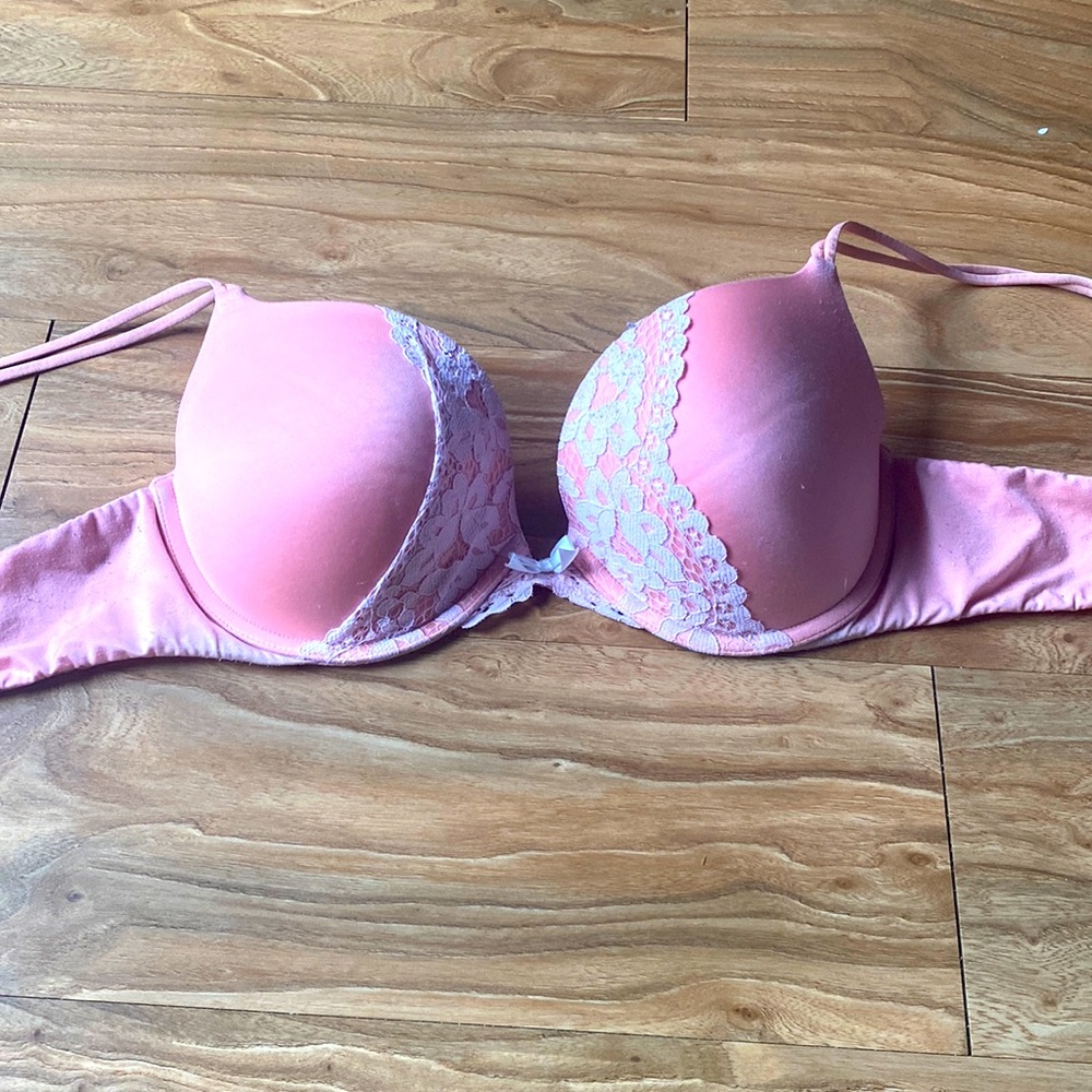 Pink lace bra